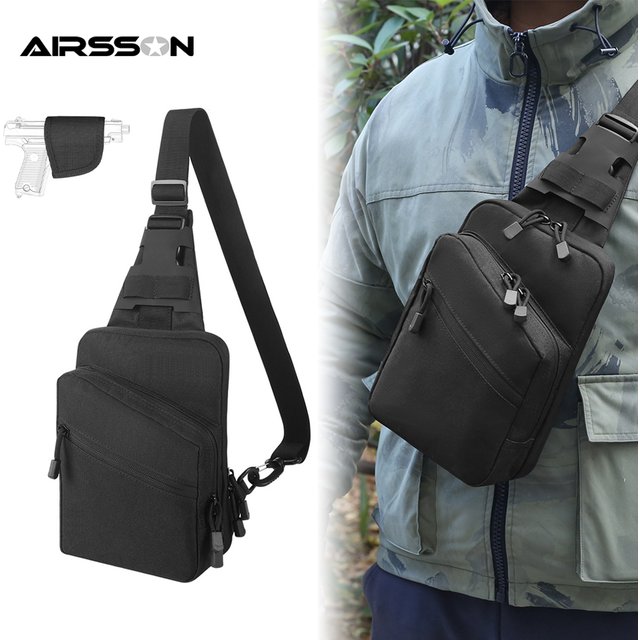 Sac étui pour pistolet, sac de transport dissimulé pour l'extérieur, sac de poitrine décontracté réglable pour hommes, pochette pour pistolet de poing, étui de rangement EDC