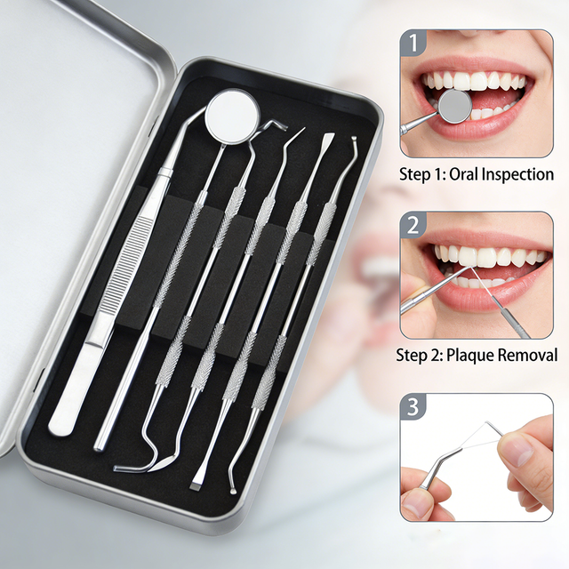 Reusable Portable Dental Oral Care Kit Teeth Cleaning Tools Set Professional Dentist Instruments for Home Travel Daily Use
