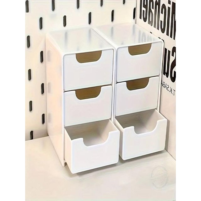 3-Tier Desktop Storage Box Mini Drawer Style Cosmetics Organizer Large Capacity Jewelry Box