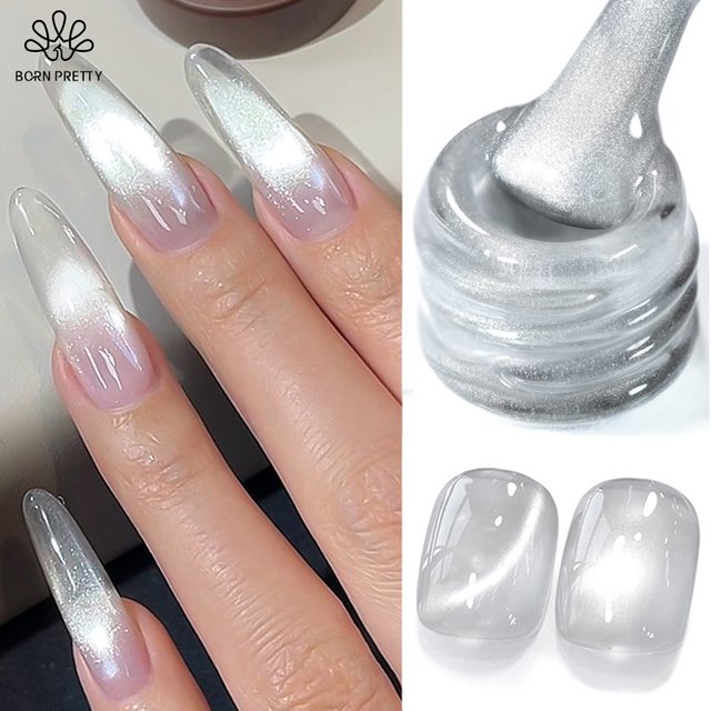 BORN PRETTY 10ml New Flash White Crystal Cat Magnetic Gel Nail Polish Moonlight White Magnetic Lasers Semi-permanent UV Gel