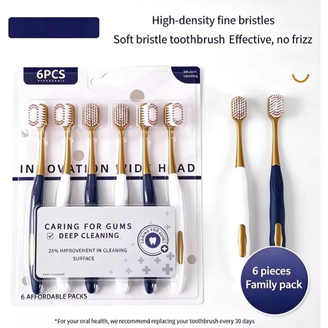 6Pack Soft Bristle Toothbrushes Gentle Gum Care Deep Cleaning Perfect For Family Daily Oral Care And Travel Use+~