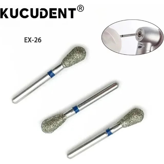 KUCUDENT 10Pcs/Box Dental Diamond Burs FG 1.6mm Shank for High Speed Handpiece Teeth Whitening and Composite Polishing Tools
