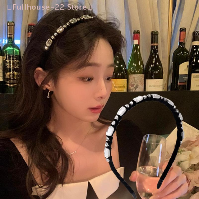 【MAX-22】Cerceau à cheveux en velours avec strass brillants pour femmes, bandeau de style luxueux adapté au lavage du visage et aux soins capillaires