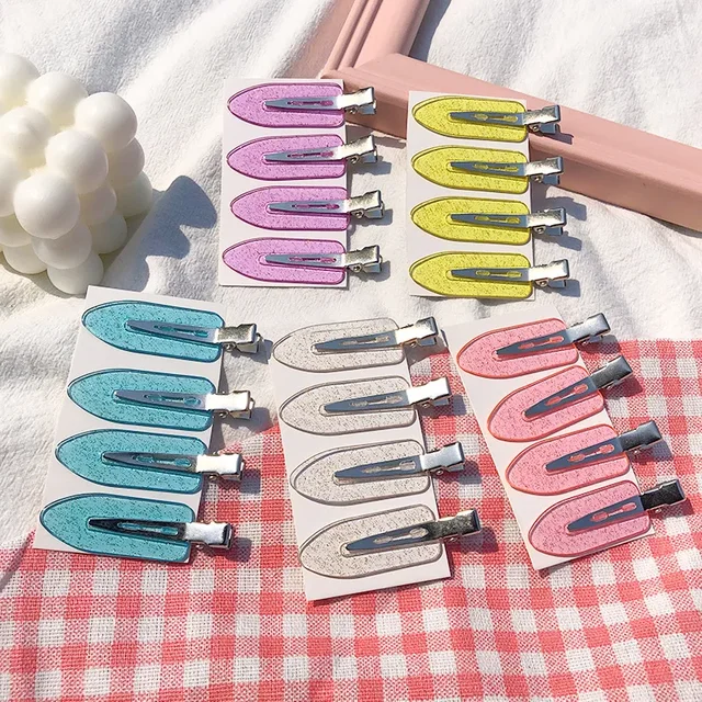 4Pcs/set Women Girls Transparent Glitter No Bend Seamless Hair Clips Side Bangs Styling Barrette Makeup Washing Face Accessories