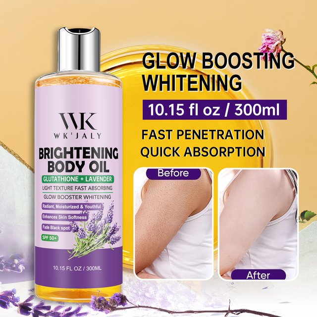 WK JALY Glow Boosting Whitening Glutathione And Lavender Body Oil, Moisturizer, For All Skin Types, Improve Rough Skin, 300ml