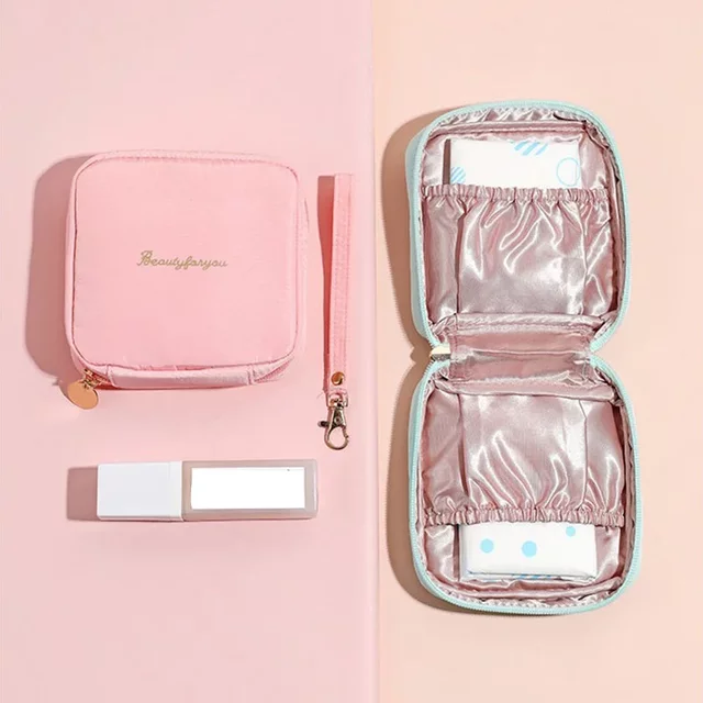 Mini Toiletry Sanitary Pad Organizer Pouch Waterproof Lipstick Bag Women Travel Cosmetic Bag Small Storage Bags Makeup Bag