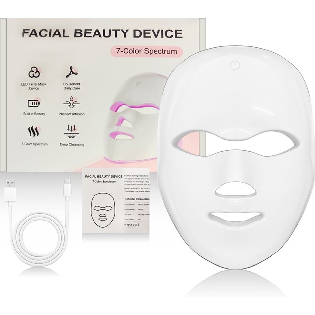 Wireless 7 Colors Led Facial Mask Portable Photon LED Face Mask for Skin Firming Rejuvenation Lifting Anti-aging Skin Care Tool