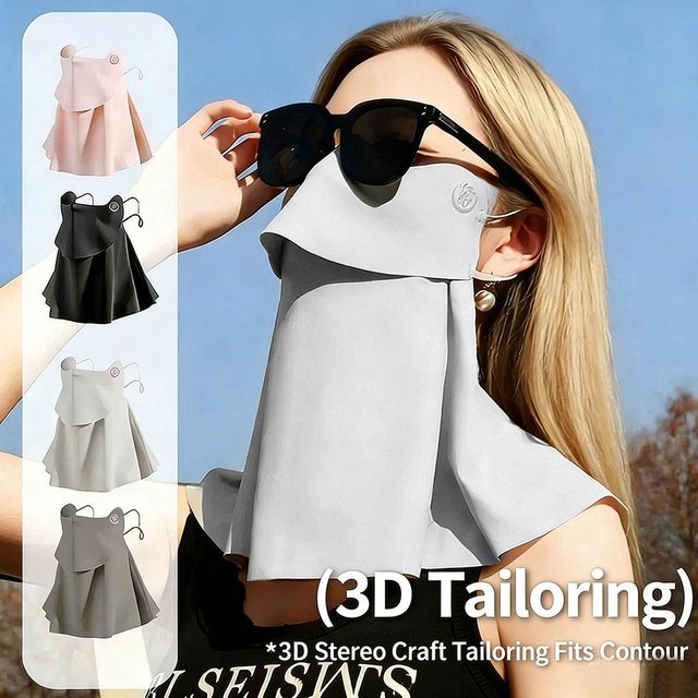 Ice Silk Sun Protection Face Mask Cover Neck Scarf UV Protection Sunscreen Breathable Summer Cycling Driving Mask