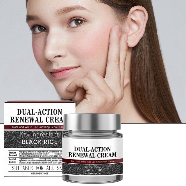 Dual-Action Renewal Cream Black White Rice Soothing Repair Cream Gentle Hydrating Suitable For All Skin Types Face Moisturizer