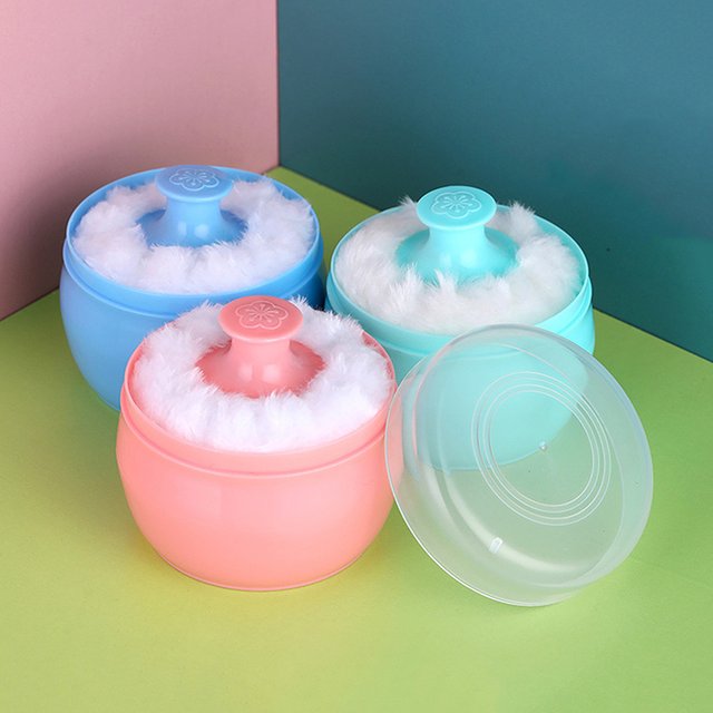 Talcum Powder Powder Puff With Box Baby Soft Face Body Cosmetic Powder Puff Talcum Powder Sponge Box Case Container