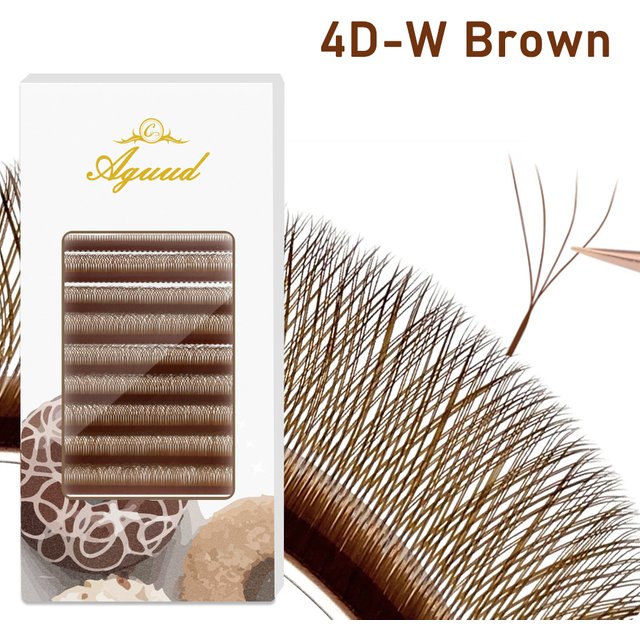 AGUUD Brown W Shaped YY Eyelashes Extensions Premade Volume Fan 2D 3D 4D 5D W Bloom Automatic Flowering Clover Makeup Fake Lash