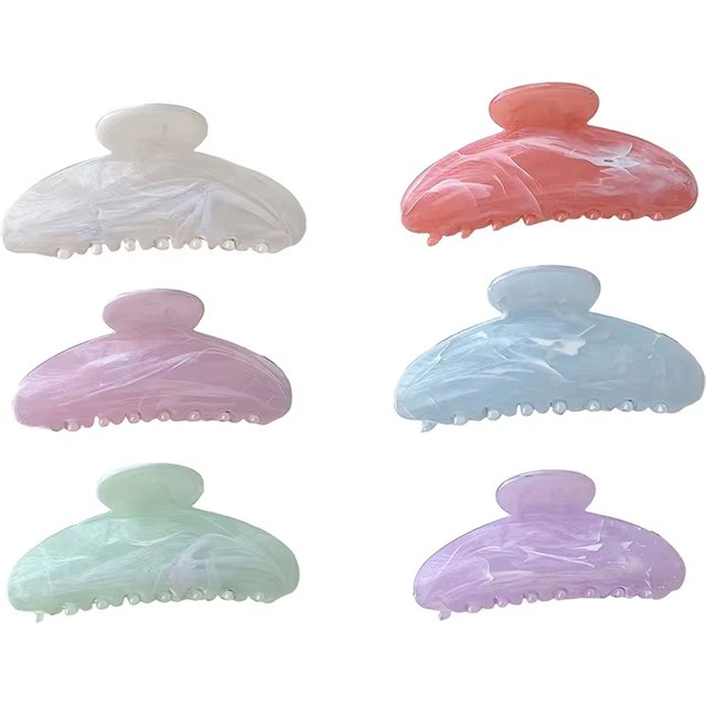 1PC Girls Make UP Washing Tool Hair Stripes Hair Claw Acrylic Colorful Claw Clip Women Crab Hair Clips Accessories