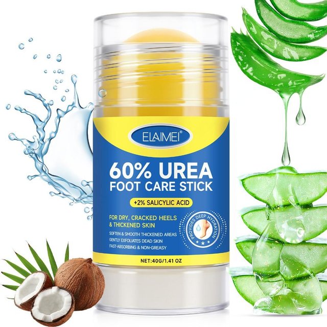 ELAIMEI 60% Urea Foot Care Cream Stick - Intensive Cracked Heel Repair, Callus Remover for Dry Feet - Fast Absorbing Foot skin