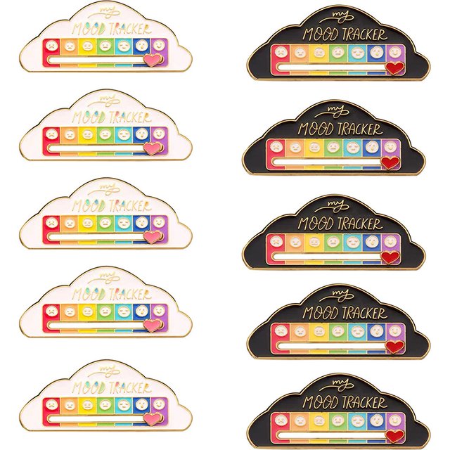 Lot de 10 badges d'expression faciale variés pour femmes, broches énergétiques pour l'humeur, saison rentrée scolaire