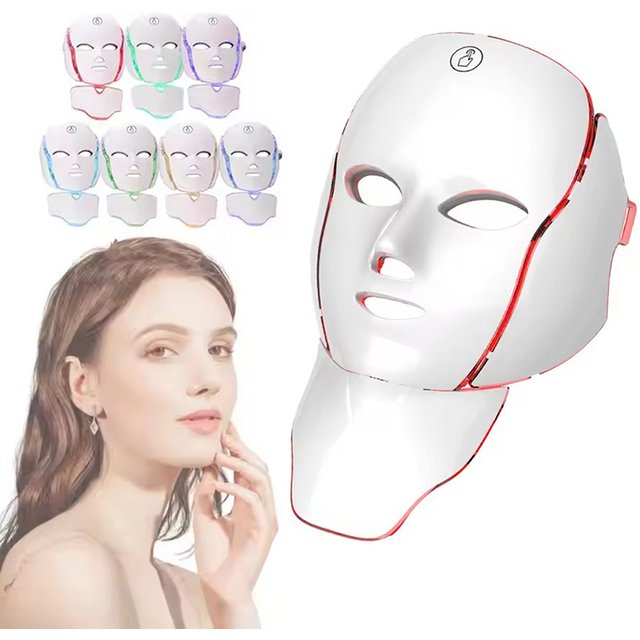 LED Face Mask Red Light Therapy 7-1 Color 192LEDs Facial Wireless Mask Home Beauty Facial LED Mask Lovely Gift