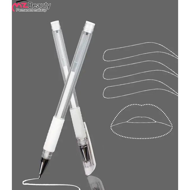 2PCS Eyebrow Marker Pen Microblading Surgical Skin Permanent Make up Supplies White Surgical Scribe Tool Tattoo Accessories Pens