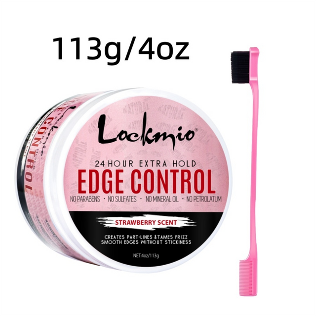 LOCKMIO Hair Flyaways Control Gel & Brush Women Hairline Styling Gel 113g Long-lasting Hair Care Edge Defining Wax Cream for Wig