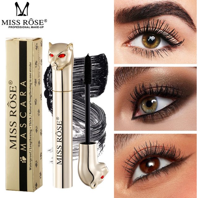 MISS ROSE 3D Cat Golden Tube Mascara Dense Lengthen Curling Natural Long Lasting Eyelash Mascara Primer Cosmetics