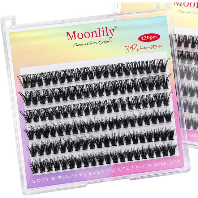 Moonlily 120pcs Premium 3D 5D Mix Fluffy Cluster Eyelashes Extension Soft Mink 60D Volume Faux Bunche Individual Makeup Lash