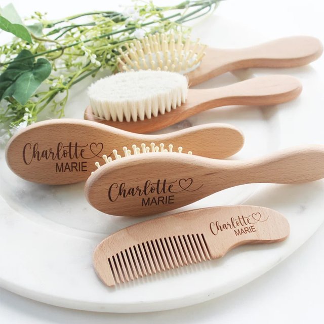 Engraved Personalised Wooden Hairbrush Wedding Customized Bridesmaids Hair Comb Gifts Children's Birthday Christmas Present