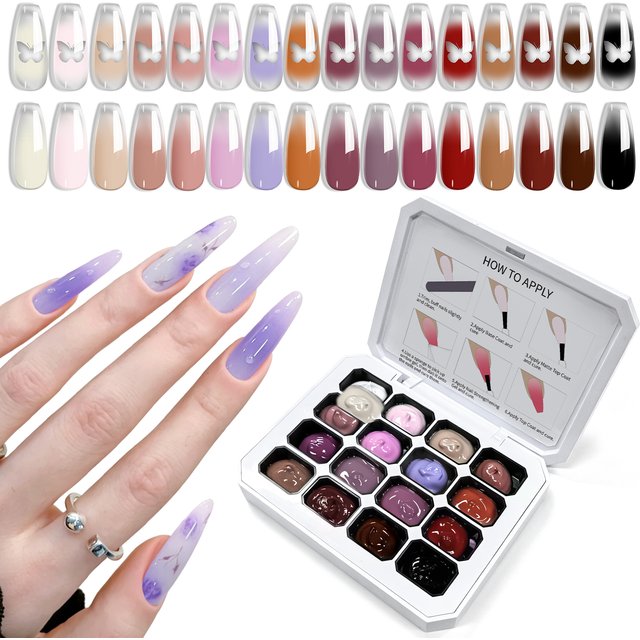 LIMEGIRL 16Color Wash-Free Painting Gel Nail Art Gradient Color DIY Design Gel Quick Flower Paint Engraving Gel Nail Polish