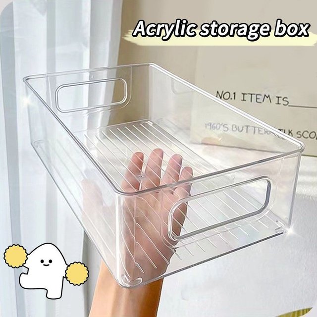 Drawer Organizer Bin Clear Stackable Fruit Food Jars Book Cosmetic Jewelry Storage Box Transparent Fridge Storage Bin Containers