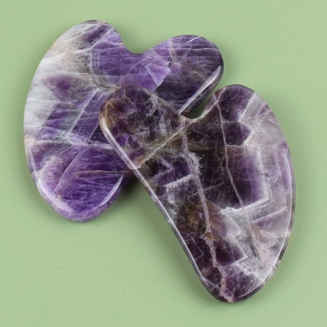 Amethyst Face Gua Sha Tool Skin Care Body Eye Natural Crystal Mineral Stone Heart Massager Health Beauty Lifting And Firming