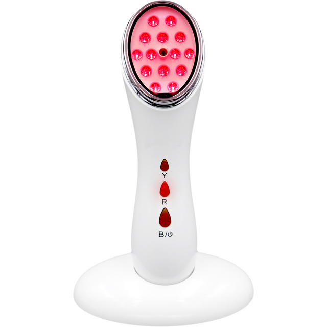 Dispositif facial à lumière LED pour usage domestique, Machine de beauté pour soins de la peau à lumière rouge et bleue avec fonction de réchauffement