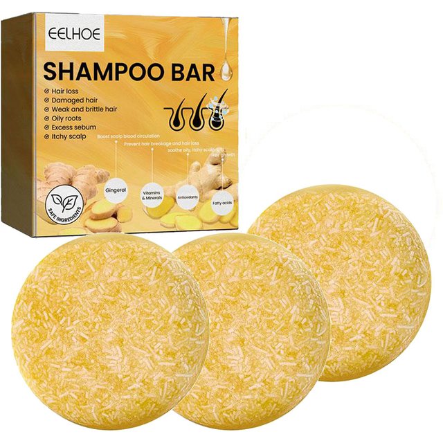 Ginger Hair Shampoo Bar,Natural Organic Ginger Soap for Hair Growth,Anti Hair Loss,Refreshing & Hydrating,Deep Cleansing Scalp