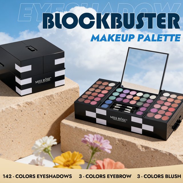 MISS ROSE Multi-functional Makeup Box With Mirror Pro Eye Shadow Palette Set For Stage Make up Practical Cosmetic Kit For Makeup