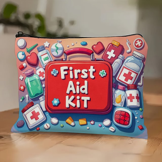 A Colorful first aid kit makeup bag - cute multifunctional zipper pouch for women, jewelry storage bag