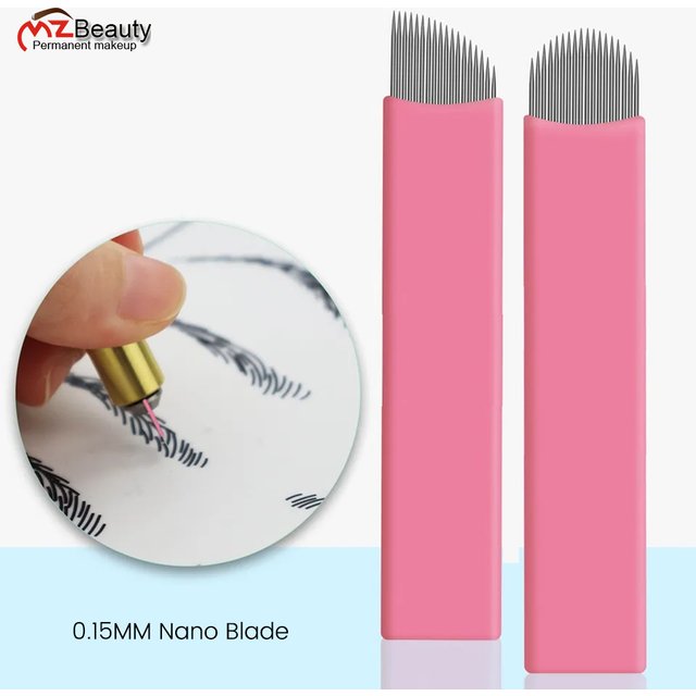 20PCS 0.15mm Fine Line Disposable Flex Microblading Tattoo Needles Nano Sterile Blade for Permanent Makeup Eyebrow Lip Supplies