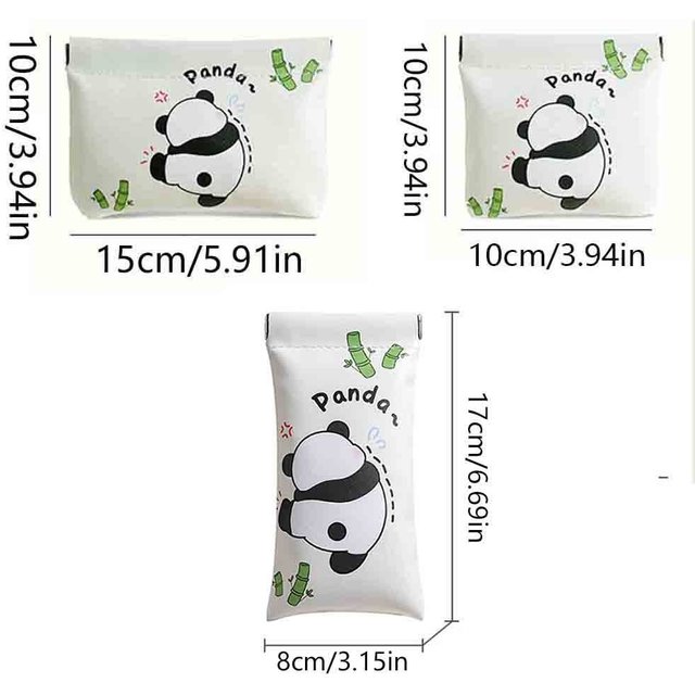 Cute Pu Leather Mini Cosmetic Bag Panda Coin Purse Glasses Bag Earphone Bag Jewelry Storage Bag Makeup Bag Girls