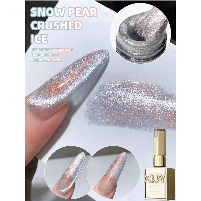 1PC Snow Pear Crushed Ice Gel Nail Polish, UV LED Curing, Long-Acting Fast Drying Nail Art Gel