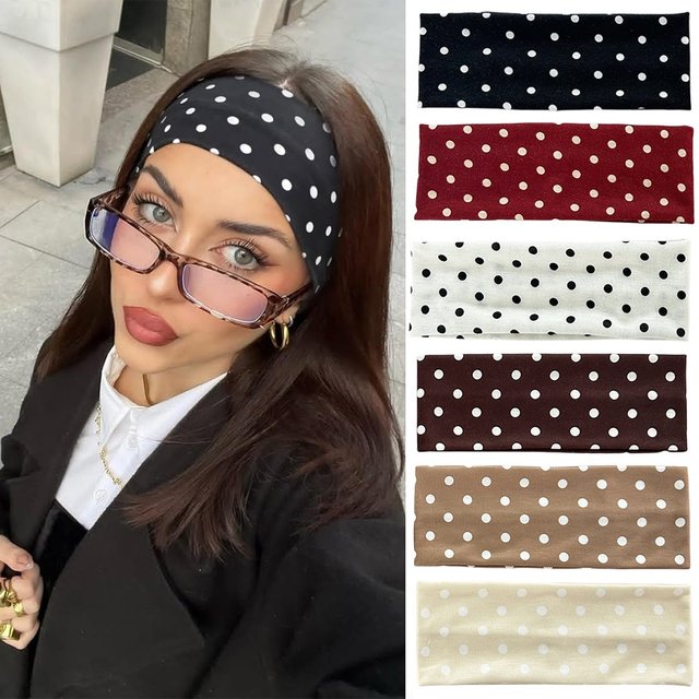 Women yoga elastic headband with polka dots, autumn fashion makeup headband, hair accessories, fitness headbands