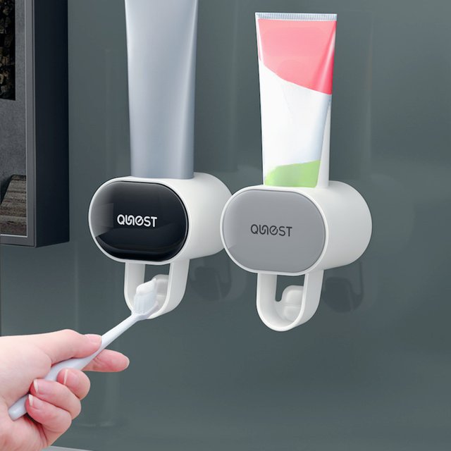 Adults&Children Automatic Dust-proof Toothpaste Dispenser Wall Mounted Stand Toothpaste Squeezer Holder Bathroom Accessories Set