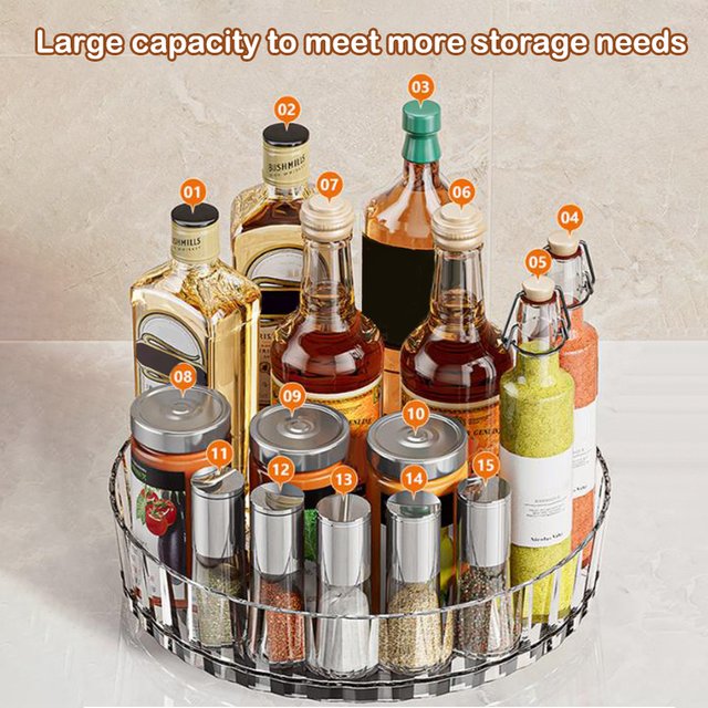 360 ° Étagère à épices rotative pour cuisine et salle de bain, grande capacité, organisateur de condiments, cosmétiques, parfums, boîte de rangement de bureau