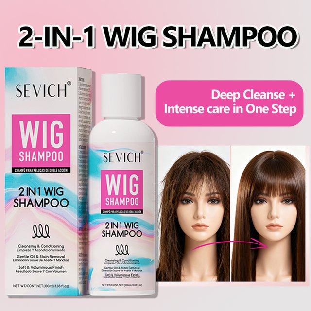 2-IN-1 Wig Shampoo Professional Wig Hair Care Spray for Synthetic & Human Hair Moisturizing Cleanser Anti-Frizz Wig Shampoo