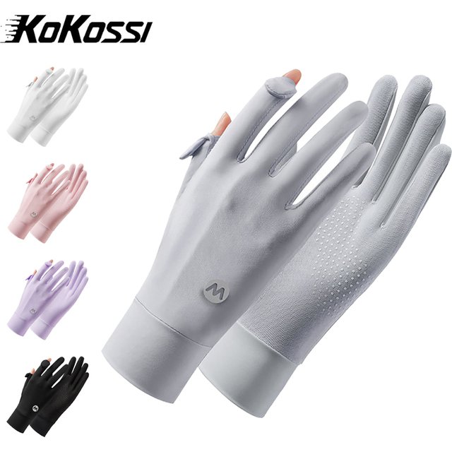 KoKossi Summer Breathable Ice Silk Gloves Women Sunscreen Fashion Non-slip Finger Flipping Riding Gloves Thin Anti-UV Gloves