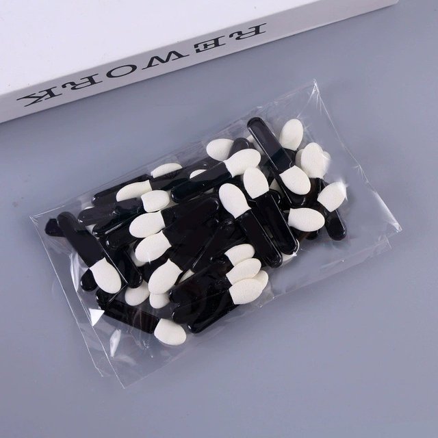 50/100pcs Single-Head Chrome Applicator Mirror Stick Pigment Sponge Sided Eyeshadow Nail Powder Brushes Sponge Disposable