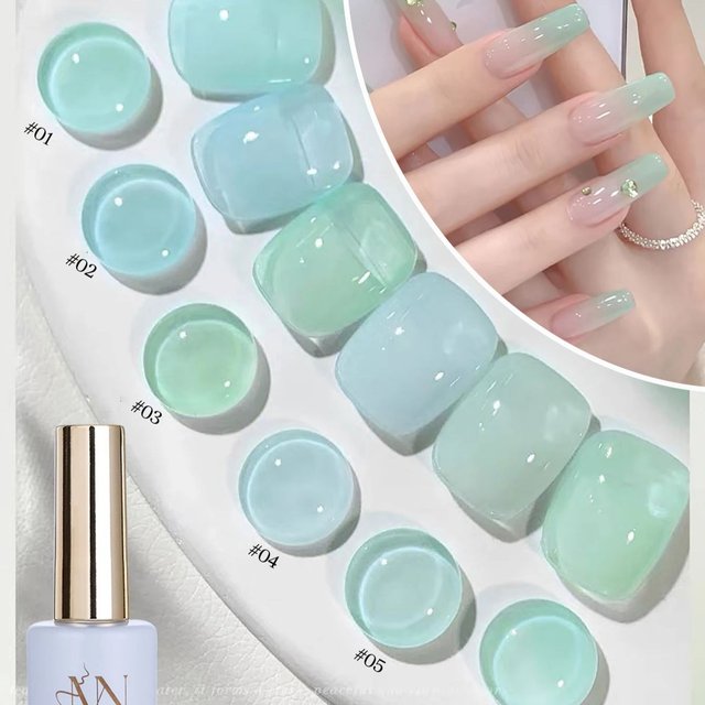 MAINEL 1Pcs 12ML Mint Mambo Gel Nail Polish Ice Transparent Blue Green Jelly Series Gel Polish Blue Nails UV LED Light Nails