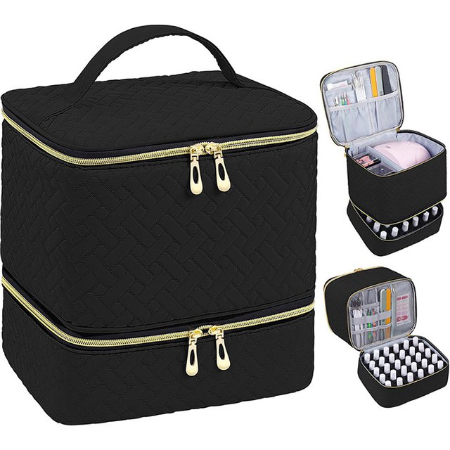 Double-layer Nail Polish Storage Bag Essential Oil Bag Portable Cosmetic Nail Care Set Manicure Tool Storage Box 30 Compartments