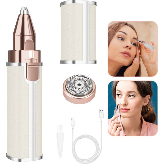 Tondeuse à sourcils rechargeable par USB 2 en 1, épilateur facial indolore avec lumière LED, rasoir de précision lavable pour femmes