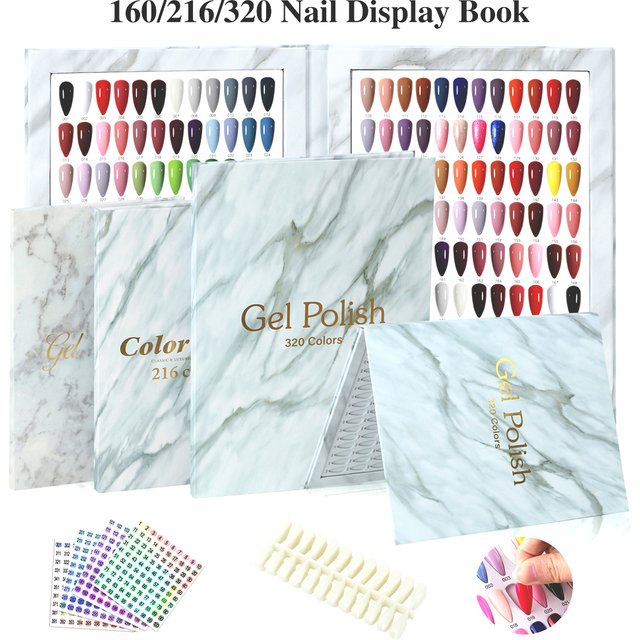 160/216/320 Colors Marbling Nail Display Book Nail Polish Books With Fake Nails Tips False Nails Styles Showing Book Nails Tool