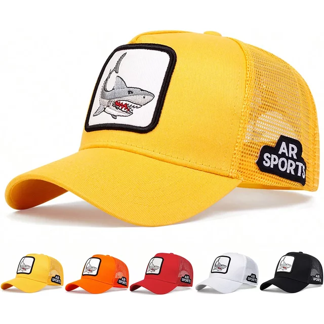 Unisex Shark Patch Embroidery Baseball Net Caps Spring Summer Outdoor Sunscreen Hat Adjustable Casual Trucker Hats