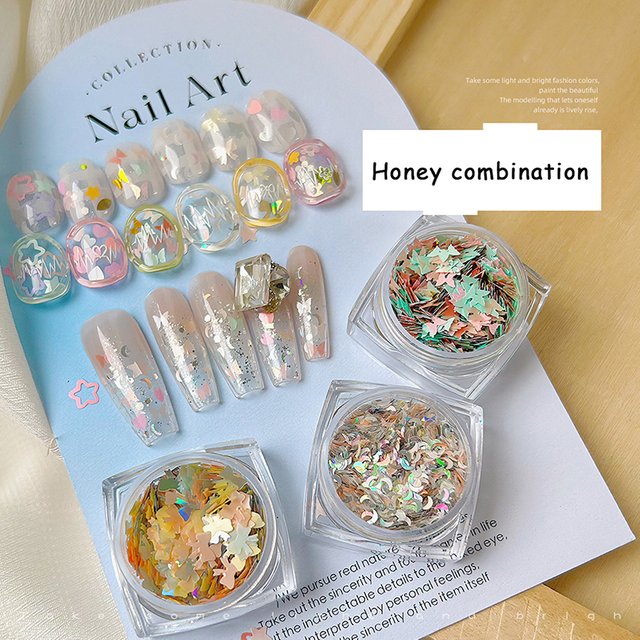/Vly/Art Sequins Six Shapes Glitter Sweet Girl Accessories Manicure Supplies Colorful Sticker Make Up DIY Decals Decoration Nail