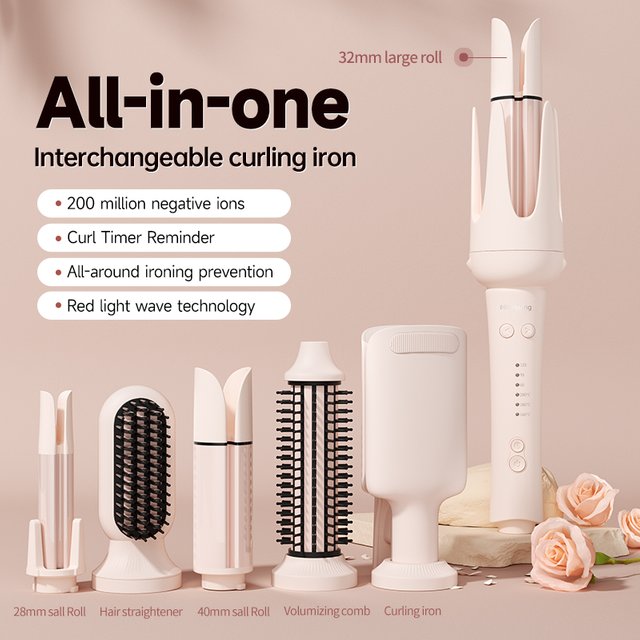 Auto Curling Iron Professional 3 Speed Rotary Hair Curler Ceramic Heated Styling Wand with Negative Ion Hair Care Styling Tools
