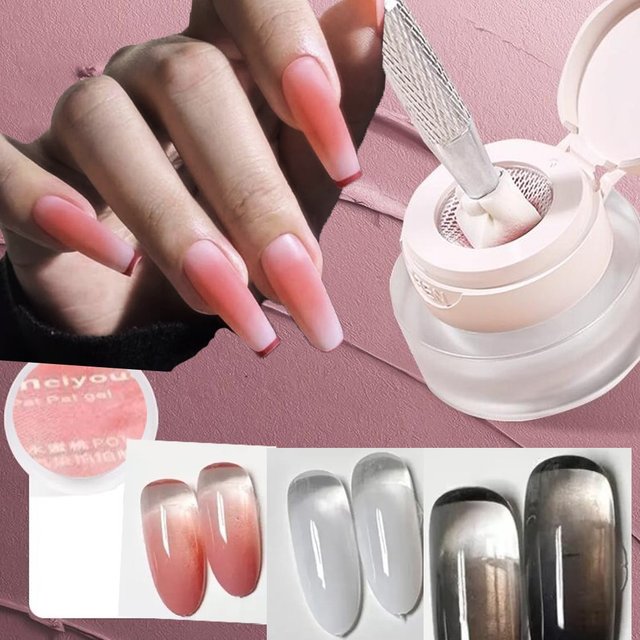 1 Jar Black White Peach Pat Pat Gel Nail Polish Air Cushion Pat Painting Gel Manicure Soak Off UV Ombre Nail Patting Gel Polish