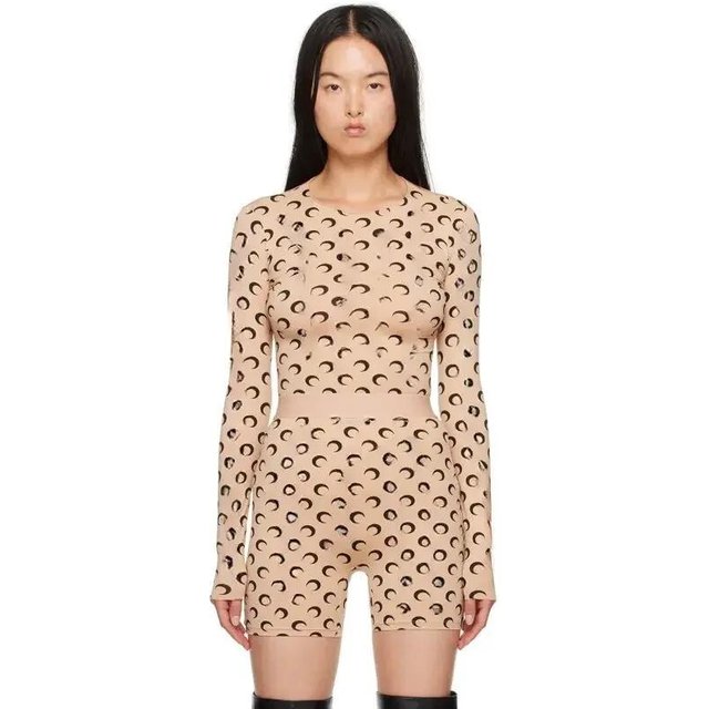 Moon Print Tshirt Women Summer Fashion Long Sleeve Top Korean Style Casual Streetwear Spicy Girl Elastic Sunscreen Top