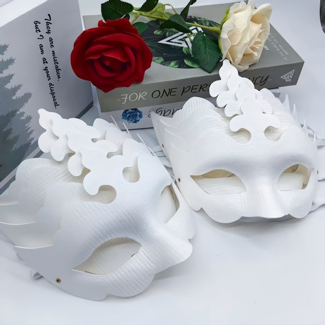 5 Pcs White Blank Crown Venetian Masquerade Mask, Unpainted DIY Craft Half Face Mask for Carnival Party Hand Painting Projects